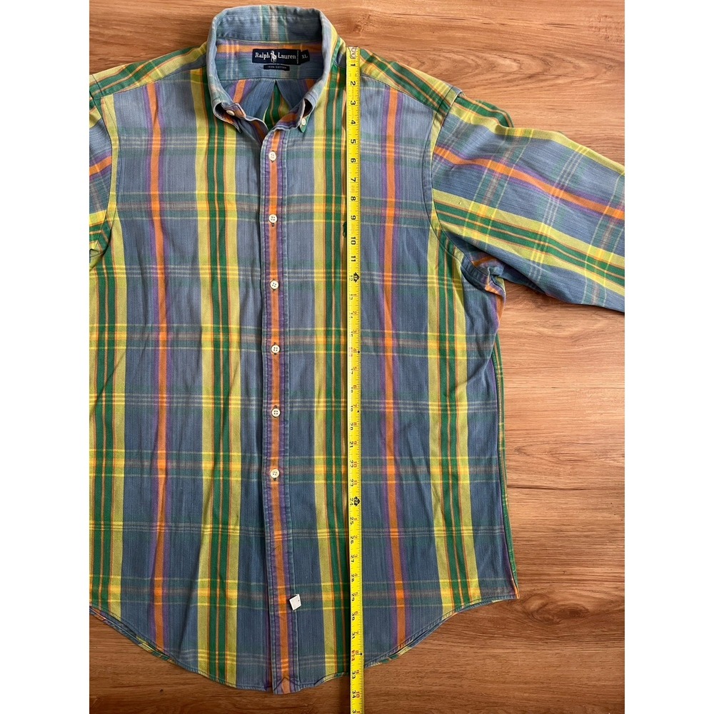 Polo Ralph Lauren Shirts (2) Mens XL Button‎ Up Blue Plaid Striped 100% Cotton - Picture 4 of 9